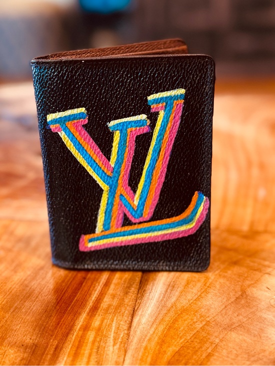 Louis Vuitton Handbags - Louis Vuitton, multiple card holder, reinvented hand painted vintage wallet